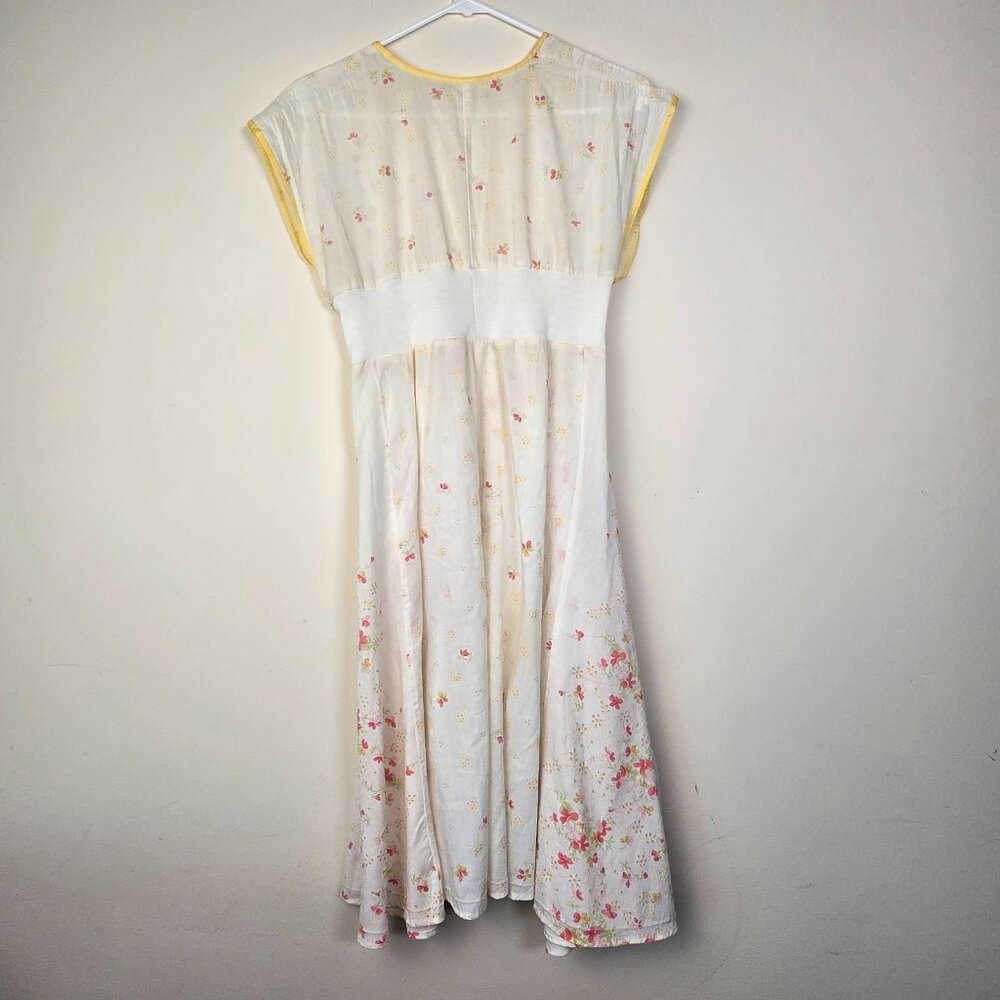Vintage 70s Floral Summer Dress Boho Prairie Cottagecore Empire Waist Handmade - Picture 8 of 16